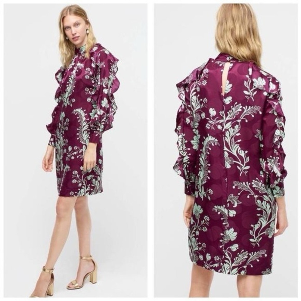 J. Crew Purple Floral Long Sleeve Dress